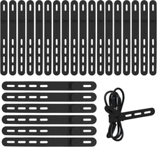 24Pcs Silicone Cable Ties Elastic Cable Strap Reusable & Washable Cord Organizer