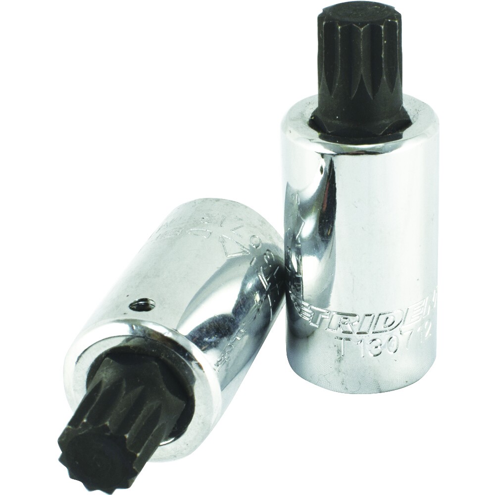 Spline Bit Socket M12 1/2"" Drive 55mm in Length Trident T130712 –Chrome Vanadium