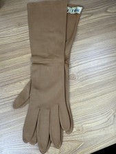 Vintage NWT 1950  s Nylon Woven Women Gloves Size Long Tan Opera Collector