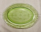 Hazel Atlas Green Depression Glass Florentine #1 Oval Serving Platter  Uranium