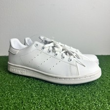 Size 5 Adidas Stan Smith J Primegreen Big Kids' Shoes White-White FX7520