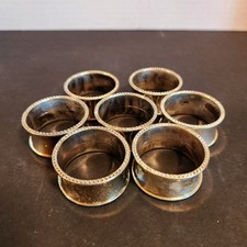 7 Vintage Silver Plated Napkin Rings Beaded Edge 1 3/4 x 3/4