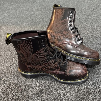 Dr. Martens 1460 PHOENIX Arcadia Rub Off Leather Boots Cherry Red Multi Size NEW