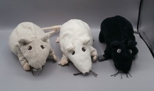 Set of 3 Ikea Minien / Gosig Ratta Rat Black White & Grey Soft Plush Toys 8"