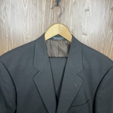 Zylos 2 Piece Suit Mens 44L 36x32 Brown Multicolor Microcheck Wool Three Buttons