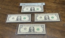 Lucky Sevens Lot Of Dollar Bills. Seven 7’s. Seven in a row