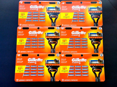 68 X GILLETTE FUSION 5 PROGLIDE REFILLS, 5 PACKS 12, 1 PACK 8,  NEW IN PACKAGING