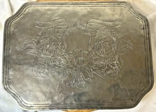 Vintage 18 Century Pewter Flat Serving Plater by French Craftman Etienne Sergent