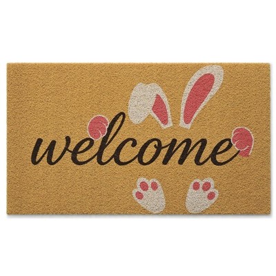 Easter Artificial Coir Door Mat Spring Welcome Door Mat, 17'' x 29'' Bunny Rabb...