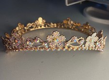 Rhinestone Tiara light pink flowers Quinceanera for teenagers or adult