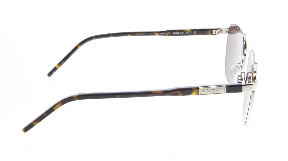 Gafas de sol redondas Gucci GG1799S-002 plateadas y habaneras para hombre Foto 4 de 4