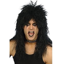 Smiffys Black Hard Rocker Fancy Dress Wig