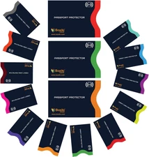 RFID Blocking Sleeves, Set with Color Coding, Navy Blue, Unisex Wallet, Protects