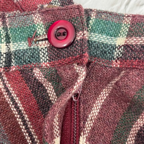 Vintage Red Plaid Wool A-Line High Waist Midi Vintage Academia Holiday Skirt 10 - Picture 6 of 9