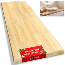 Butcher Block Countertop 48x25x1.5in Unfinished Birch Table