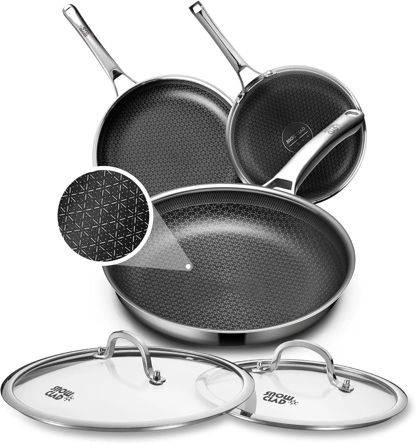 Non Stick Frying Pans Set with 2 Lid, Hybrid Skillet Set Nonstick (8+10+12inch),
Opens in a new wind