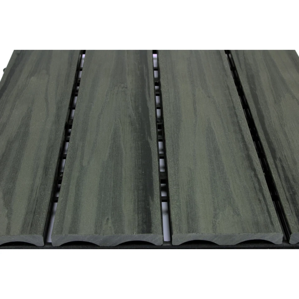 WPC Terrassenfliesen anthrazit Fliesen 3D Struktur 11 Stk Holz 1qm Bodenfliesen - Bild 4 von 4