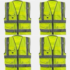 4pcs Neiko High Visibility Safety Vest ANSI Class 2, 9 Pockets, 5X-Large