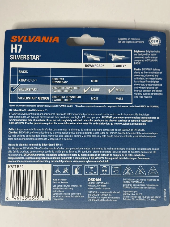 NEW - Sylvania Silverstar H1 Pair Set High Performance Headlight 2 Bulbs - Image 2 of 2