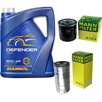 Inspektionspaket 5L Mannol Defender 10W-40 FüR Fiat Punto 1.9 JTD 80 Multipla