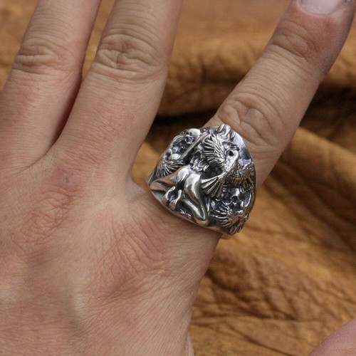 925 Sterlingsilber Sexy Mädchen Totenkopf Ring Herren Biker Rock Ring TA258A US-Größe 12 - Bild 7 von 12