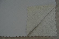 RN 119741 Baby Blanket White Scalloped Edge Quilted Diamond Sherpa Lovey
