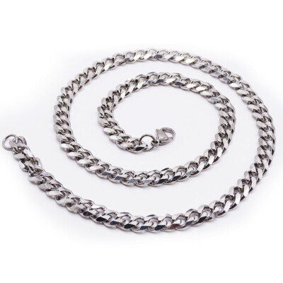 16-30'' Stainless Steel Silver Chain Cuban Curb Necklace 3/5/7/9/11mm Womens Mens