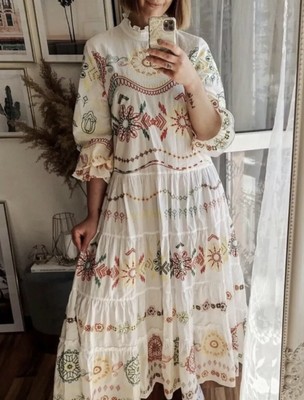 zara embroidered maxi dress