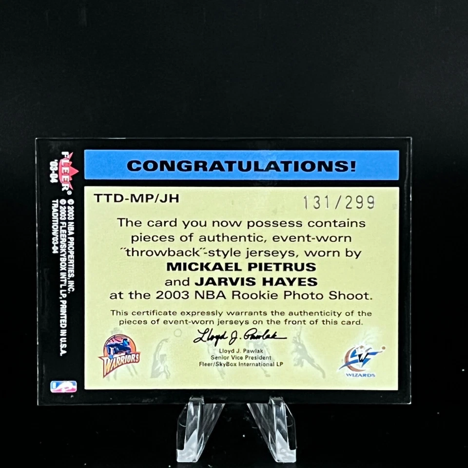 Camiseta deportiva usada Mickael Pietrus & Jarvis Hayes 03-04 Fleer Tradition doble evento MIRAR Foto 2 de 2