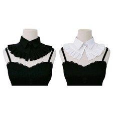Women Elegant Ruffle Trim Lapel False Collar Button Front Blouses Half Shirt