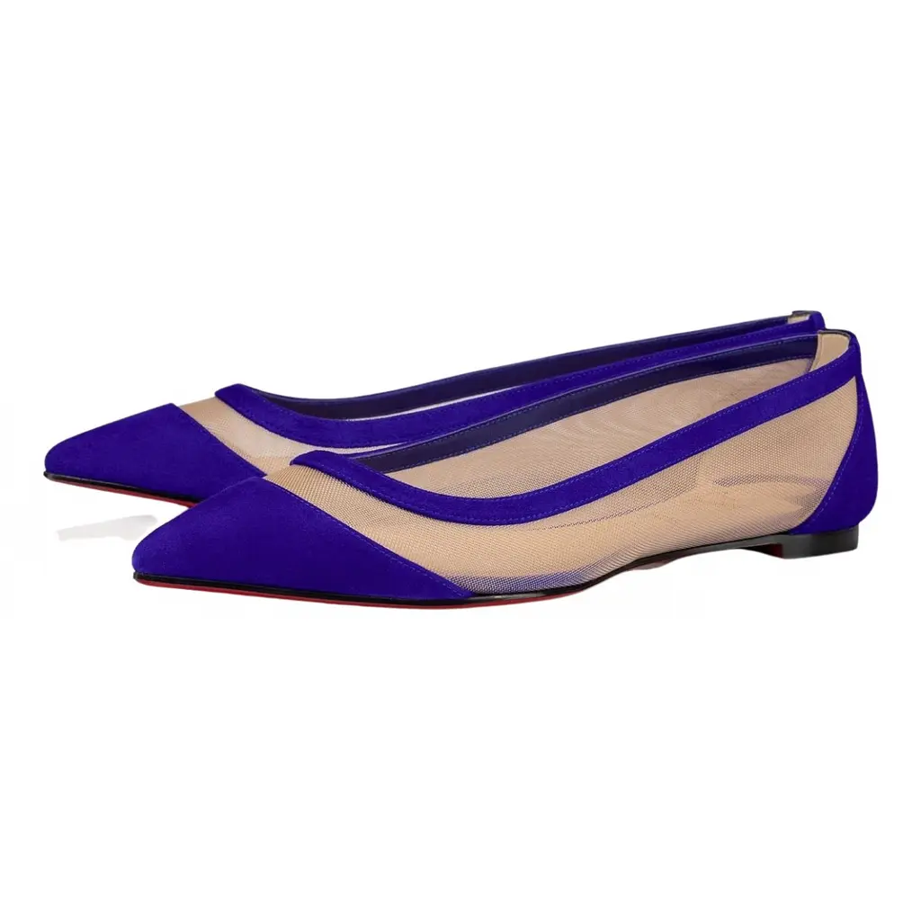 Christian Louboutin Galativi Elixir Blue Suede Pointed Ballerina