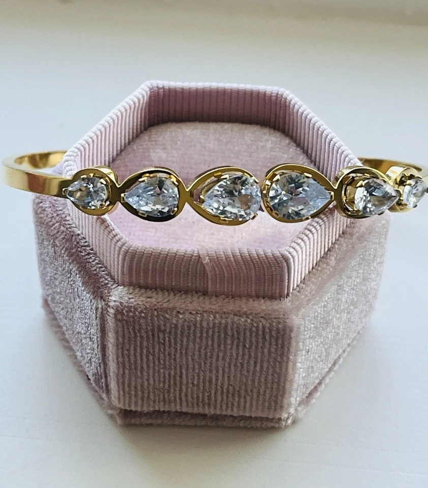 Anthropologie 18K 浮动水晶堆叠手镯手链 西班牙制造! — 第 4/4 张图片