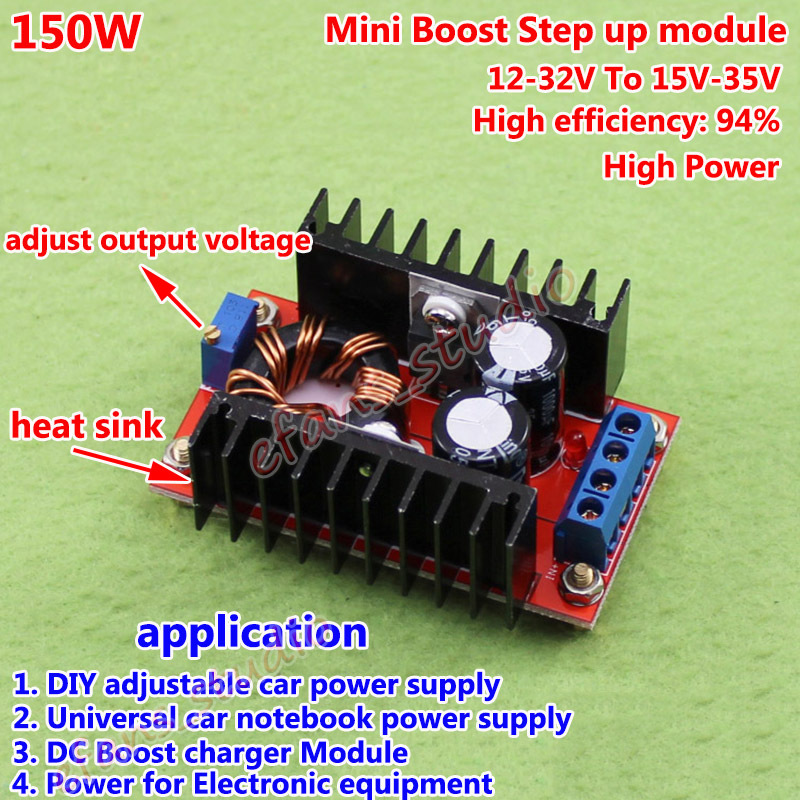 Convertitore Boost DC-DC 200W - 6-35V A 6-55V, Modulo Step-up, Regolabile, Con Dissipatore - Foto 5