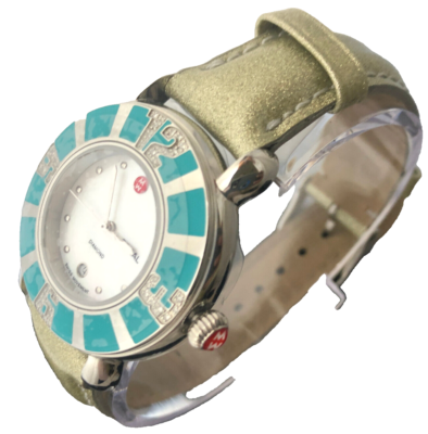 MICHELE Coral Turquoise Diamond Stainless Steel Watch  display picture 2