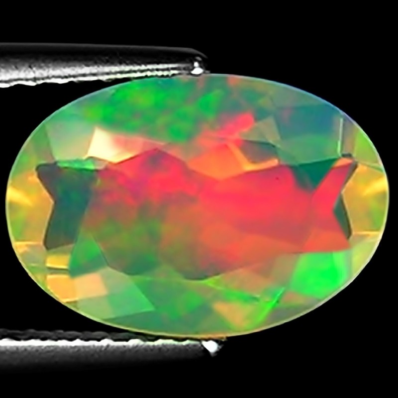 1.65 Ct Natural Ethiopian Faceted Opal Gemstone Multi Color Oval Cut