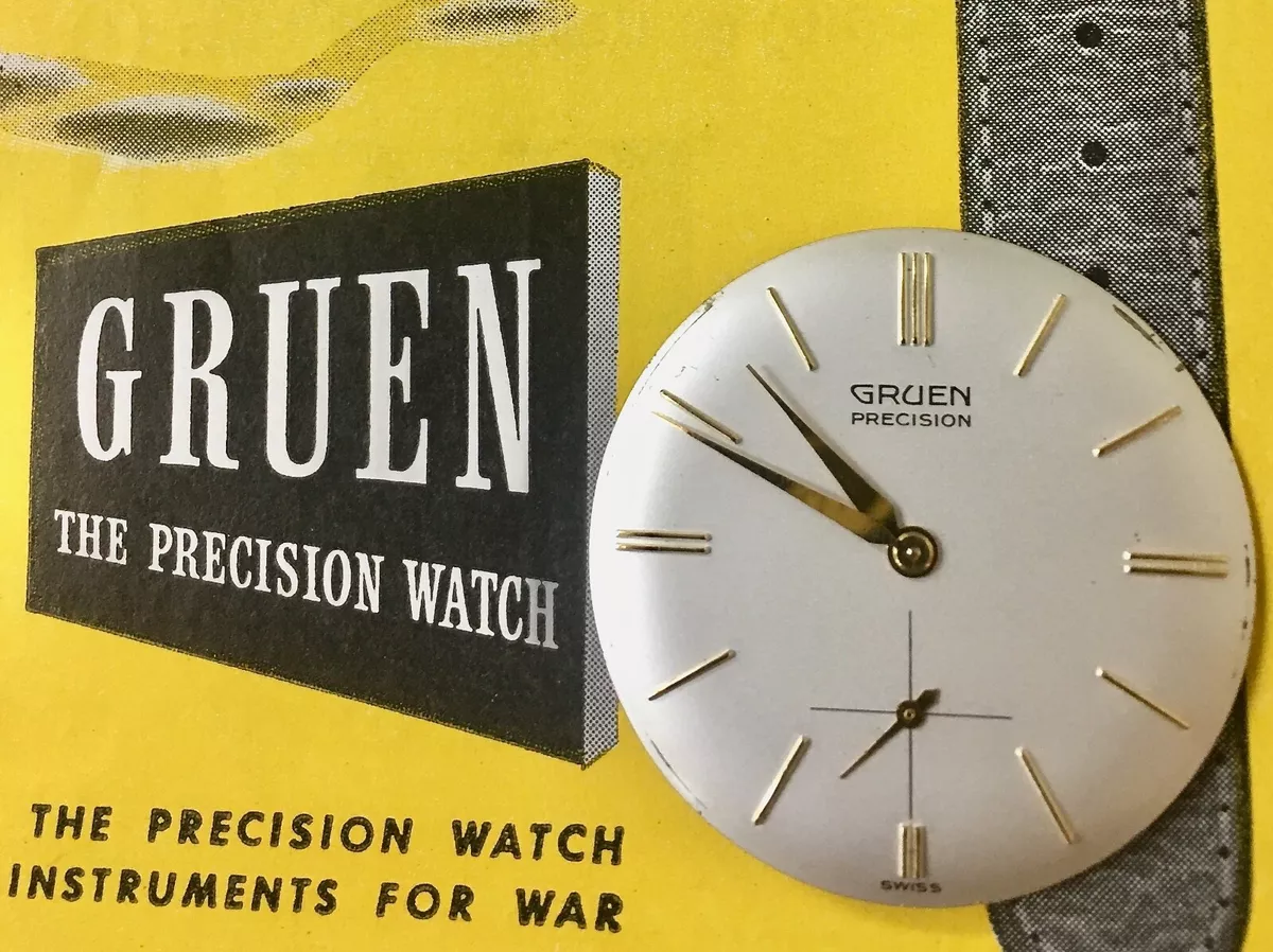 Vintage James Bond 007 watch Gruen 510 sub seconds 29.5mm dial and hands NOS set