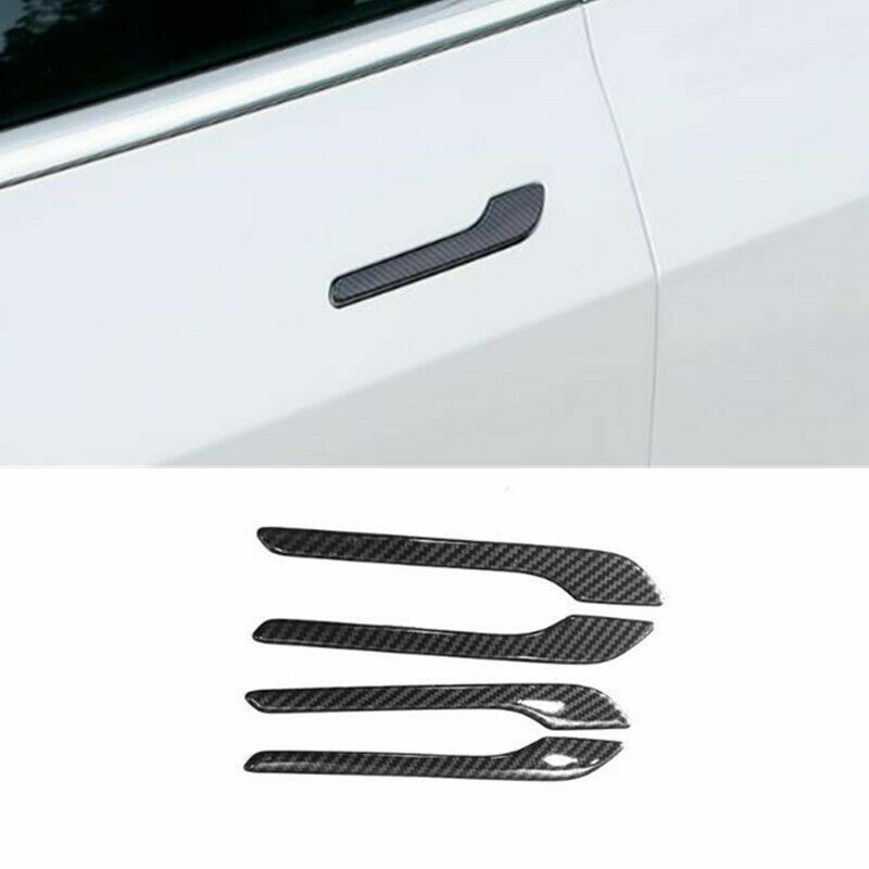 For Tesla Model 3 2017-2021 Carbon Fiber 4PCS Exterior Door Handle Cover Trim