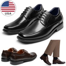 Men's Square Toe Oxford Business Formal Wedding Dress Shoes Black/Dark Brown