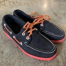 Sebago Docksides Boat Shoes Women's 8 M Navy Red Suede Leather Moccasin B413107