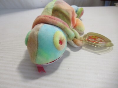  TY BEANIE BABY RAINBOW WITH TONGUE  10-14-97 ERRORS WITH DISPLAY CASEa