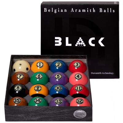 Aramith Tournament Black TV Billiard Pool Ball set 2 1/4