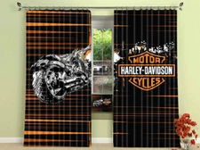 Legendary Motorcycles Harley Davidson And Big Motor Model Print Window Curtains
