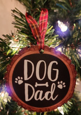 NEW "Dog Dad" Rustic Farmhouse Country Christmas Tree Ornament / Gift Tag 3"