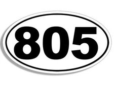 10cm car sticker decal laptop white? all n 805 area code oval F3390