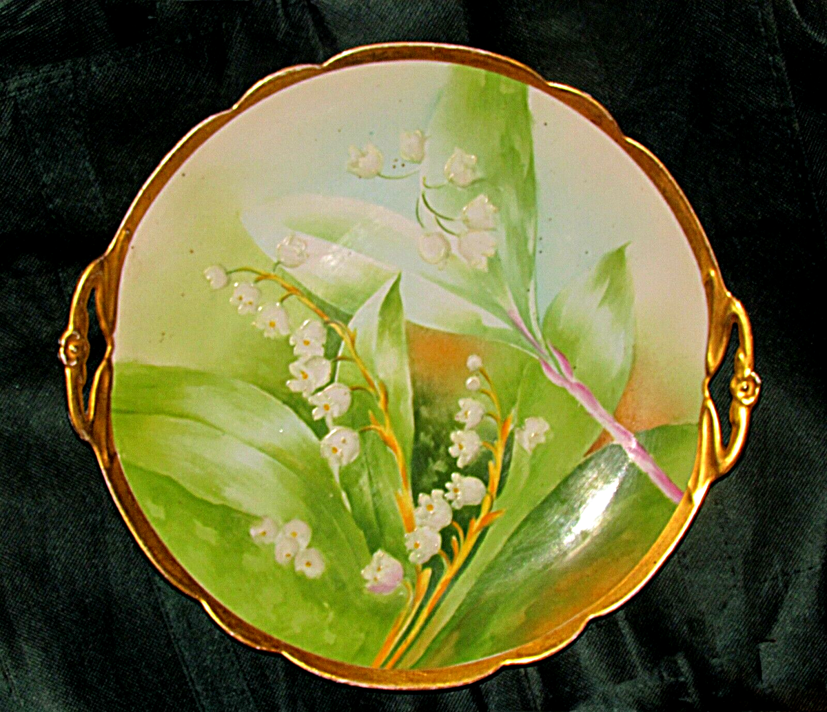 art nouveau Moem Coronet Limoges serve tray lilies of the vally