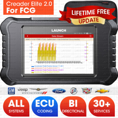 2024 LAUNCH Creader Elite 2.0 For Jeep Ford Dodge OBD Scanner Diagnostic Coding