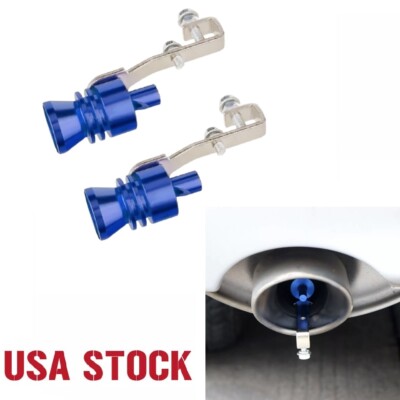 2pcs L Turbo Sound Whistle, Exhaust Pipe Amplifier Aluminum Car Roar Maker Blue
