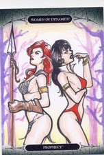 Tarjeta de boceto Breygent Women of Dynamite SDCC 2014 1/1 rojo Sonja Vampirella Balmes