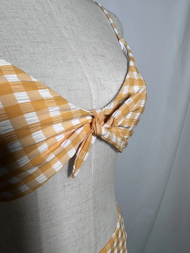 Gianni Bini Women Swimsuit  XL Two Piece Bikini Cheeky Check Gold  NW $106 - Image 3 of 4