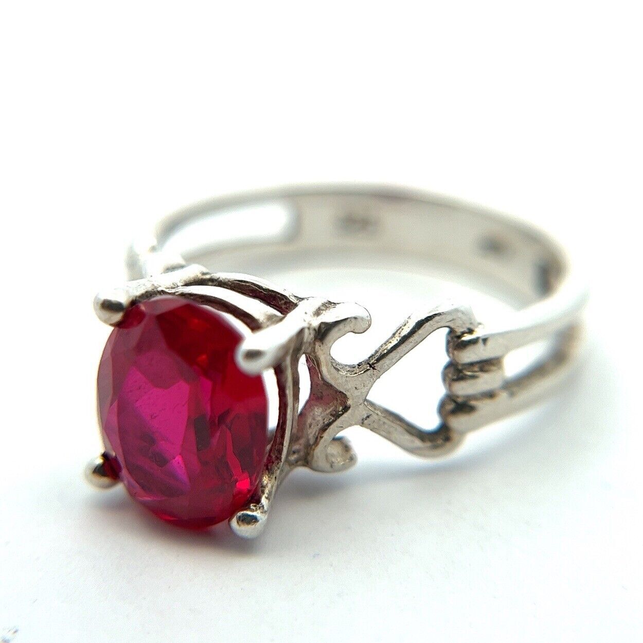 925 Sterling Silver Lab Created Ruby Ring Size: 10 - image 7